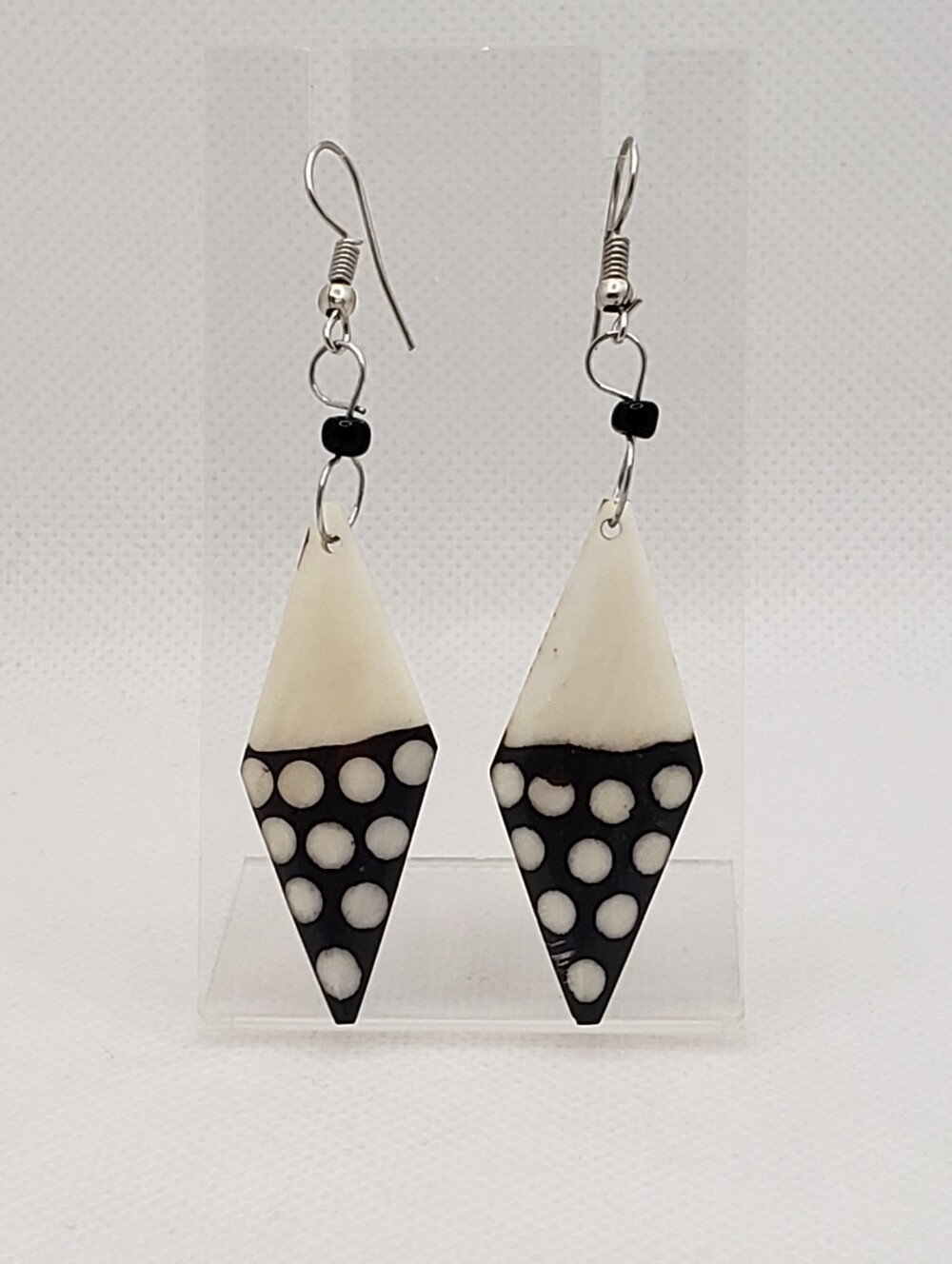 Brown and Ivory Geometric Drop Earrings